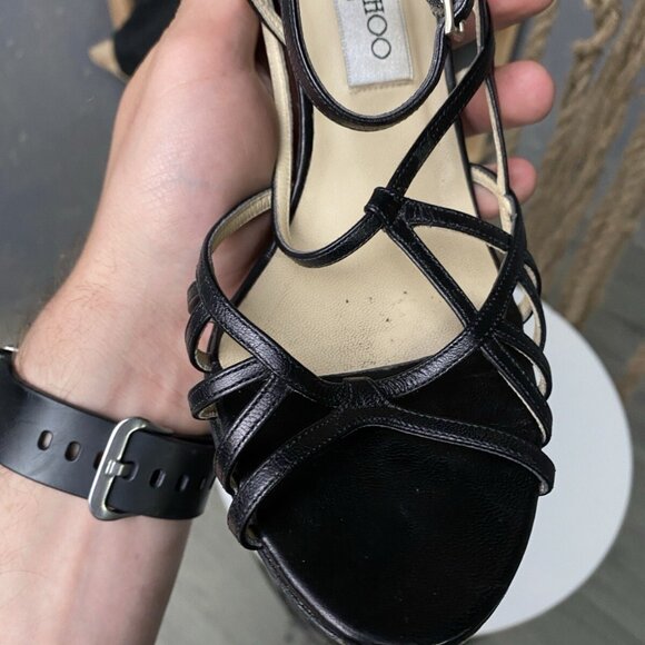 Jimmy Choo Open Toe Ankle Heels Womens Black - Picture 15 of 16